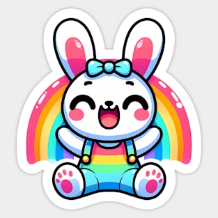 Rainbow Bunny - Kawaii Cuteness Sticker